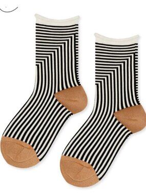 Hansel from Basel Corbusier Crew Striped Black & White Crew Socks New with tags
